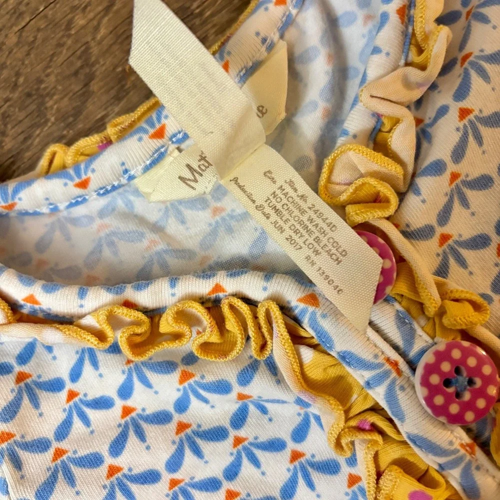 Matilda Jane (Make Believe) Hearth & Home Dress Ruffles Deer Buttons Size 12-18m